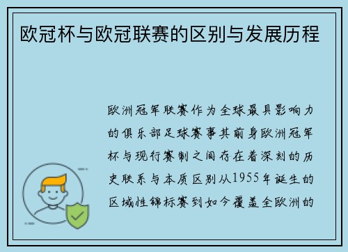 欧冠杯与欧冠联赛的区别与发展历程